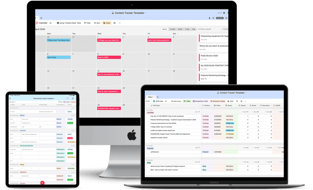 B.O.A.T. Airtable templates on multiple devices