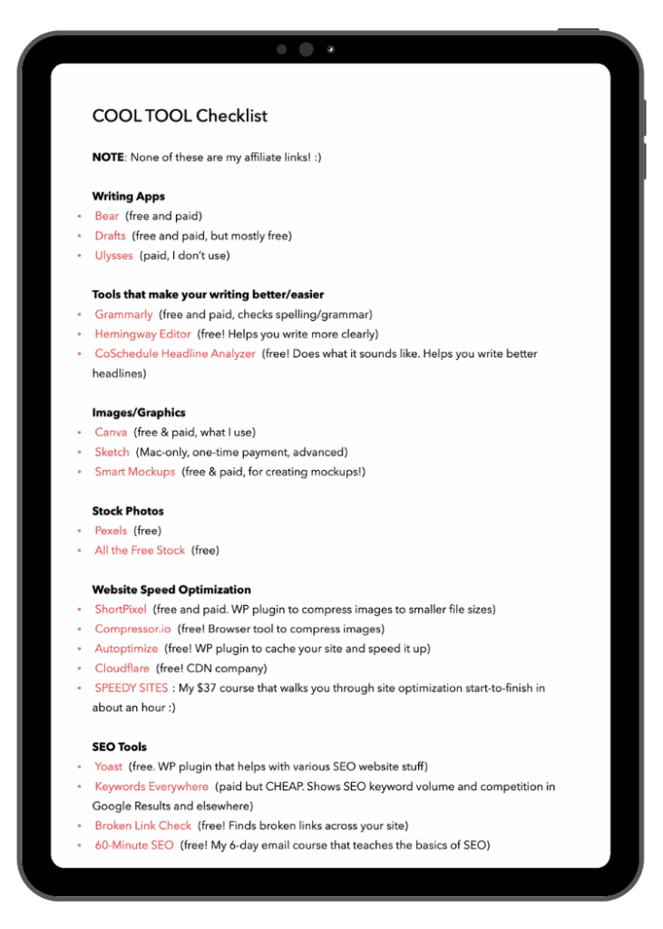 Cool Tools checklist