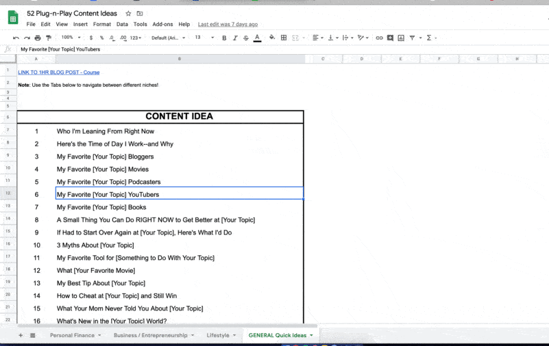 Topic grab-bag of content ideas