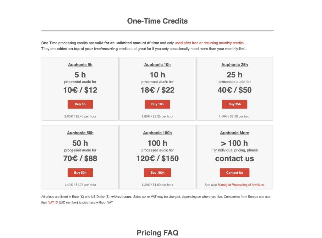 auphonic pricing
