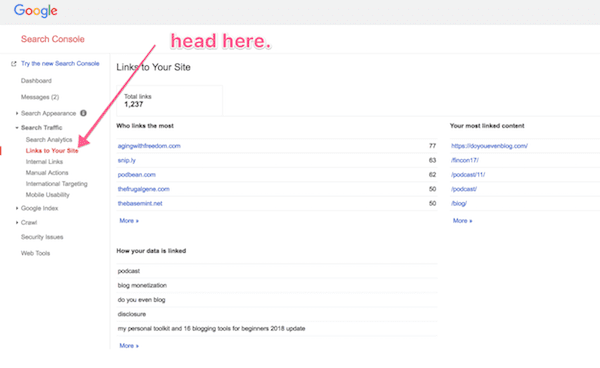 search console backlinks