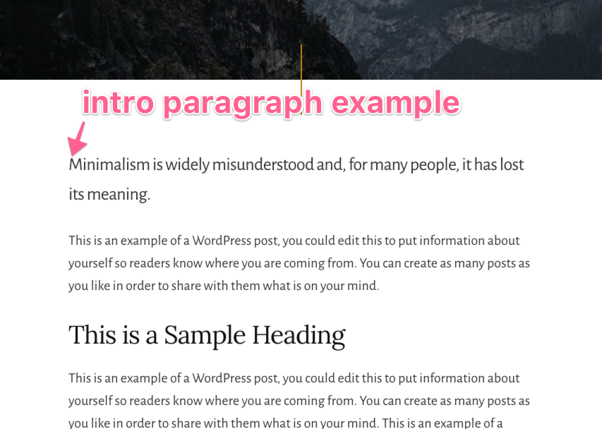 intro paragraph style