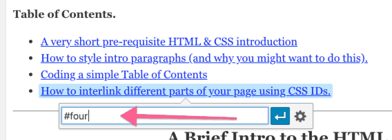 page interlink css id