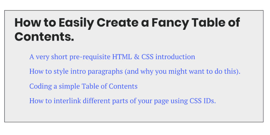 create table of contents css blog