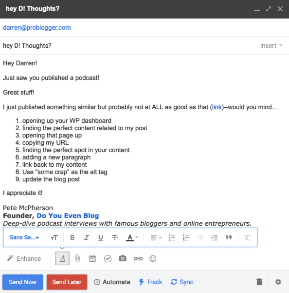spammy backlink outreach