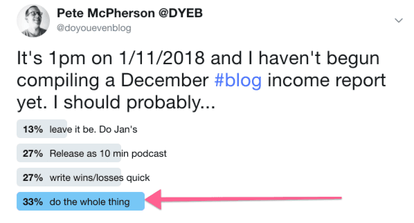 the december income report tweet