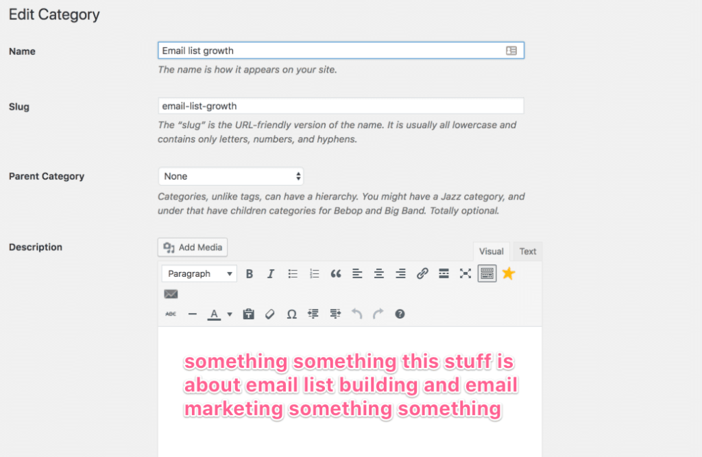 seo category description in wordpress