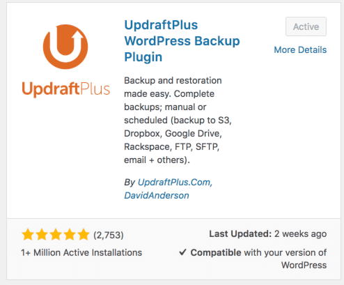 updraftplus wordpress backup plugin