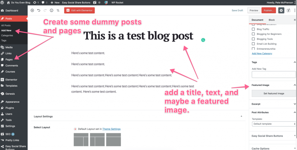 test blog posts to start