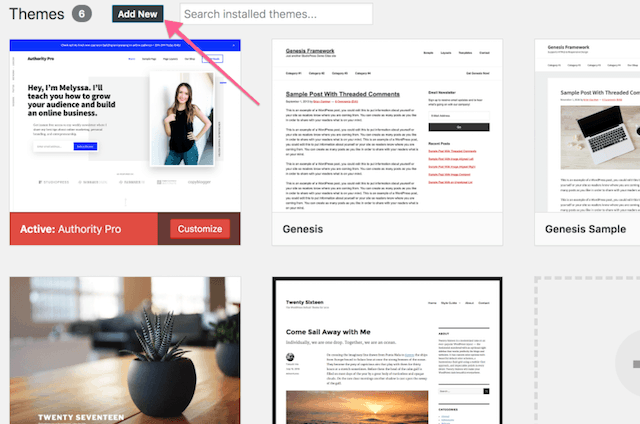 adding new wordpress themes in dashboard
