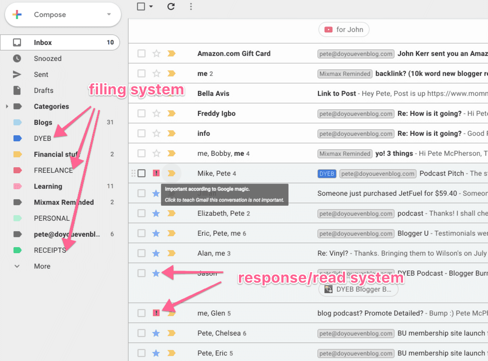 gmail filing system