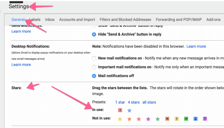 gmail star icons