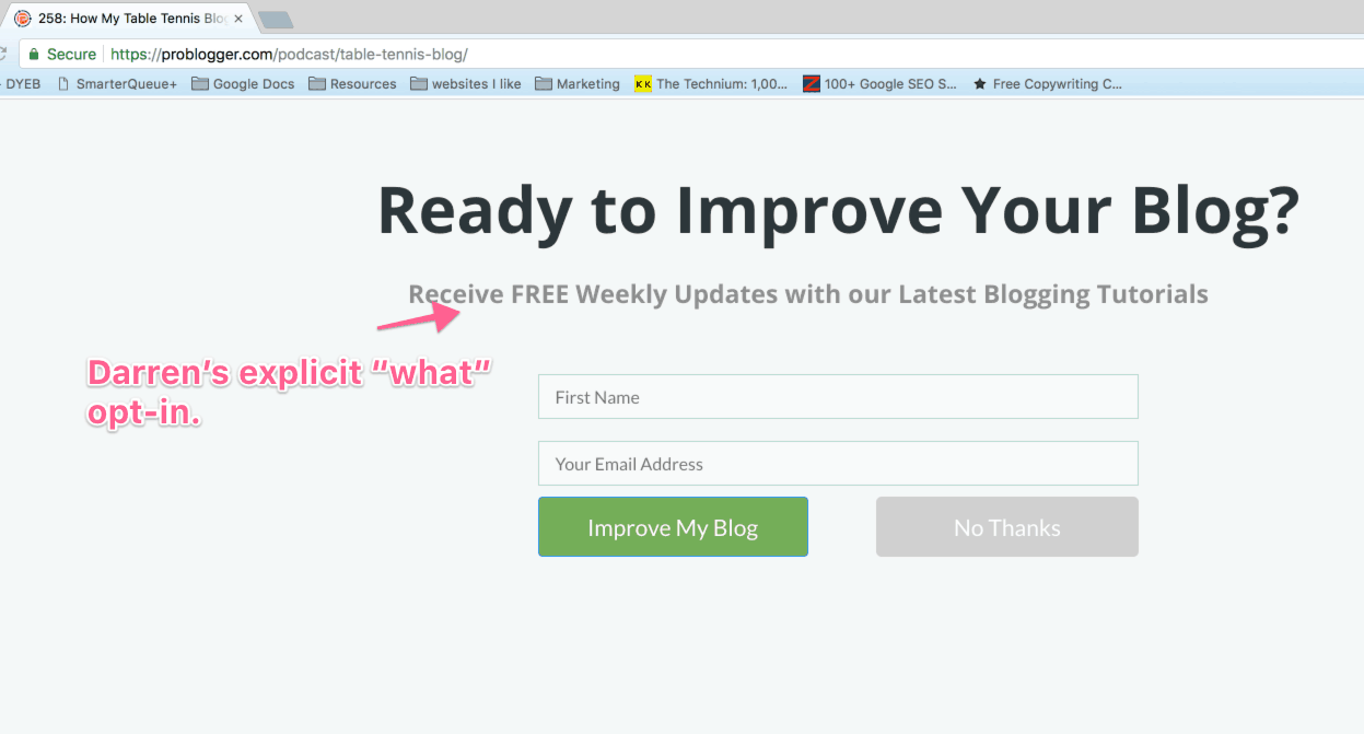problogger email opt in