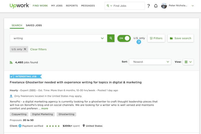 upwork freelance writing