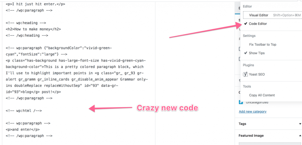 new gutenberg code