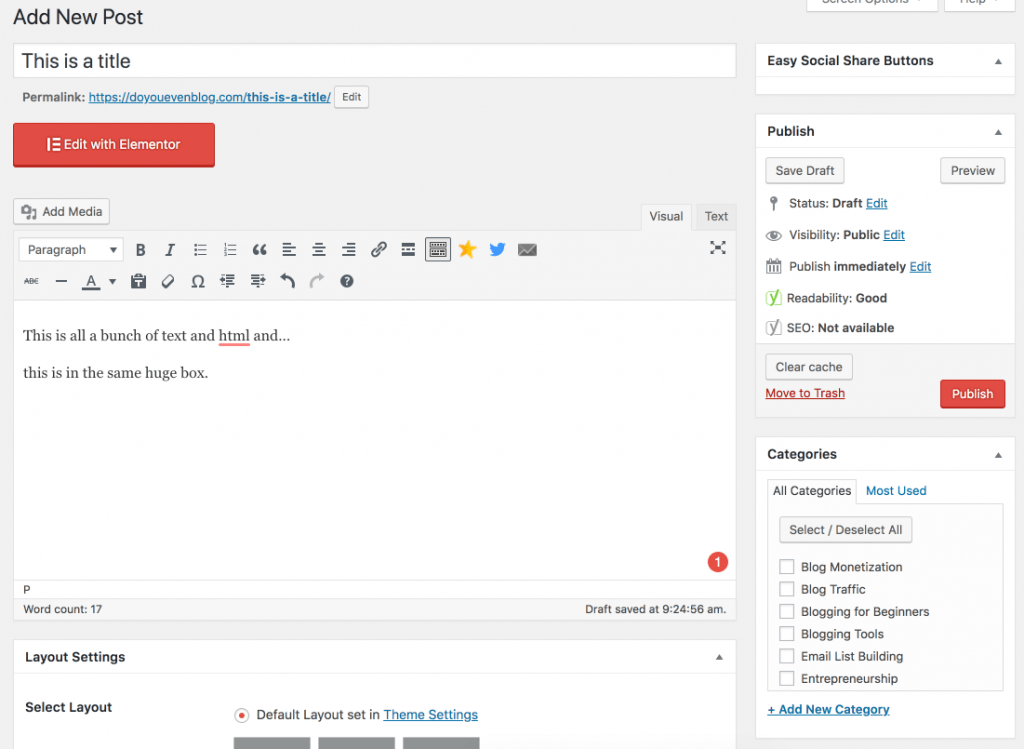 Old WordPress Editor