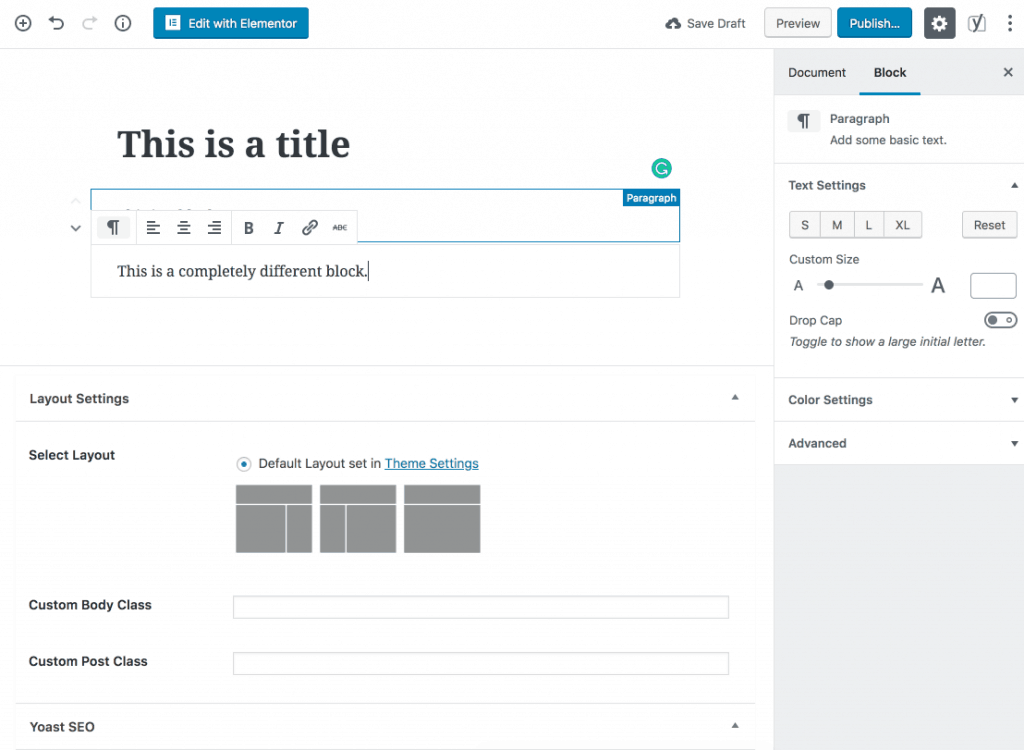 new Gutenberg editor