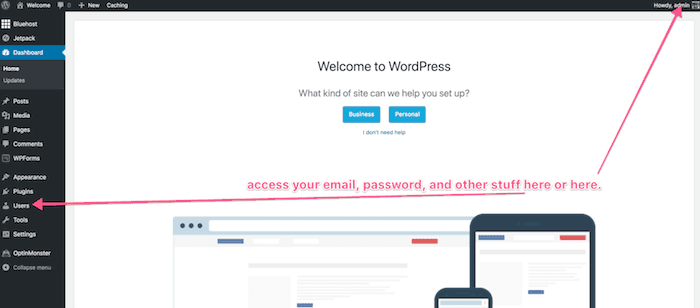 change wordpress password