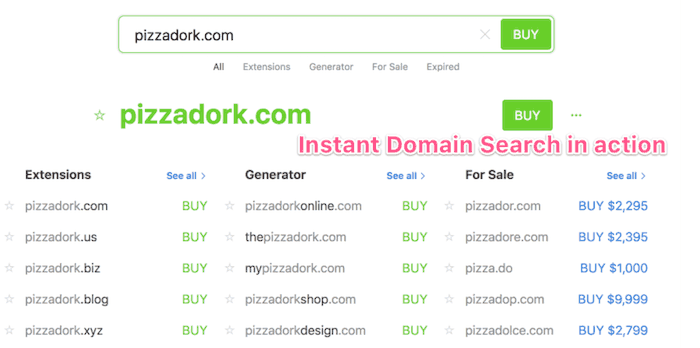 instant domain search