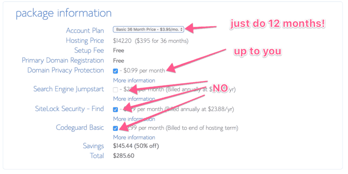 select bluehost features