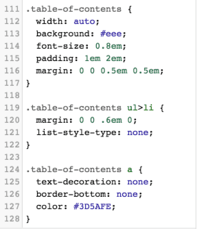 table of contents css example