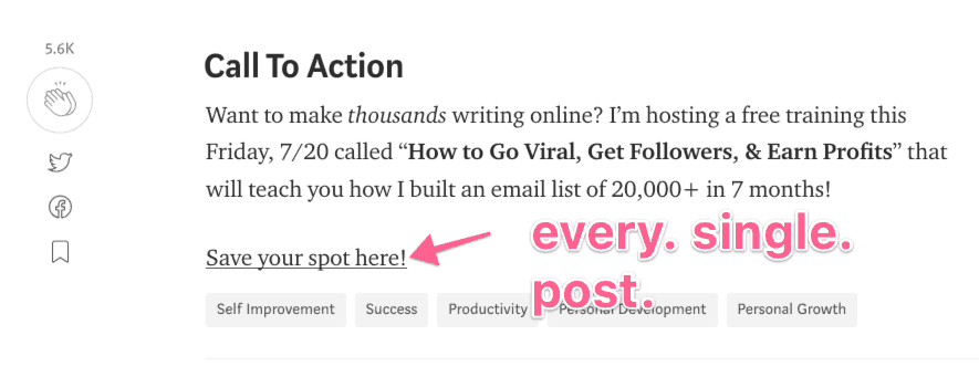 medium email opt-in call to action