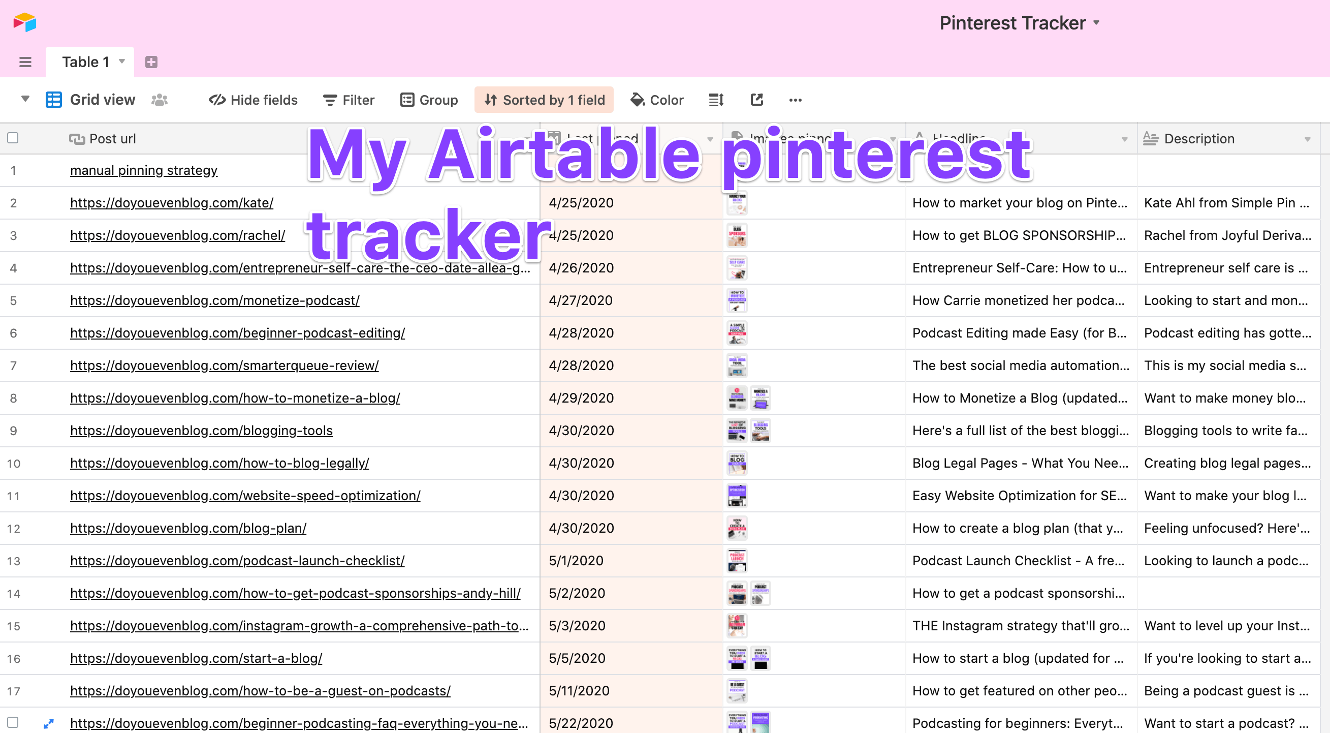 pinterest airtable tracker